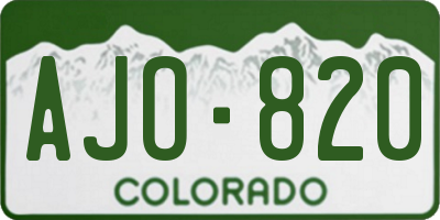 CO license plate AJO820