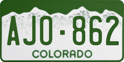 CO license plate AJO862