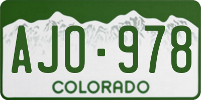 CO license plate AJO978