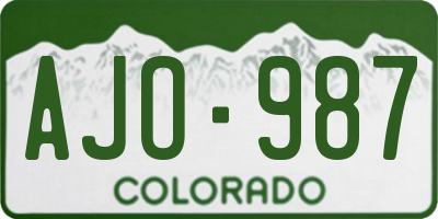 CO license plate AJO987