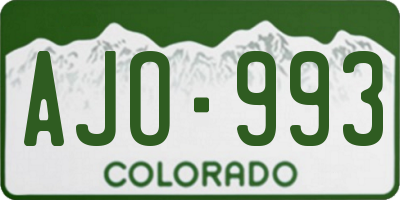 CO license plate AJO993