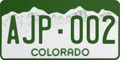 CO license plate AJP002