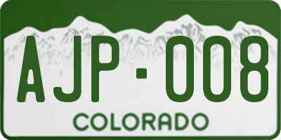 CO license plate AJP008