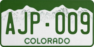 CO license plate AJP009