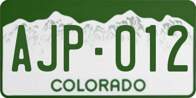 CO license plate AJP012