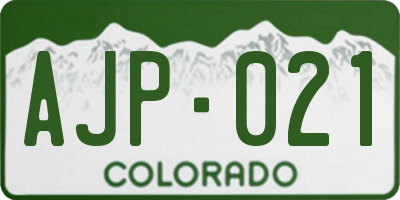 CO license plate AJP021
