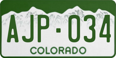 CO license plate AJP034