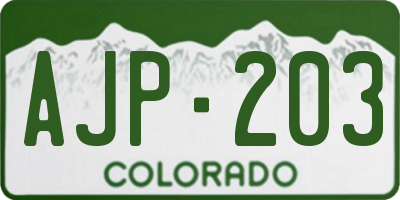 CO license plate AJP203