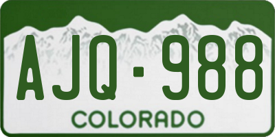 CO license plate AJQ988