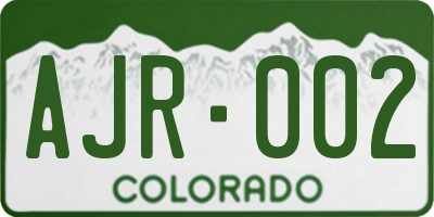 CO license plate AJR002