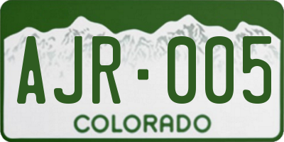 CO license plate AJR005