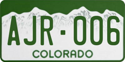 CO license plate AJR006