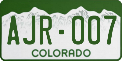 CO license plate AJR007