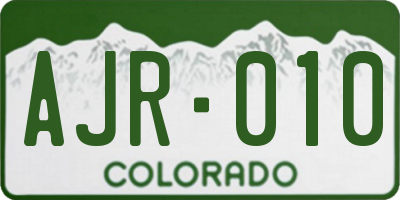 CO license plate AJR010