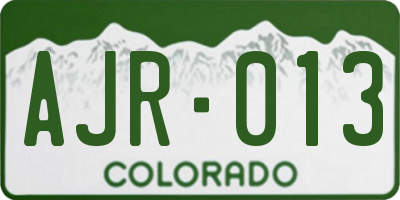 CO license plate AJR013