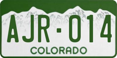 CO license plate AJR014