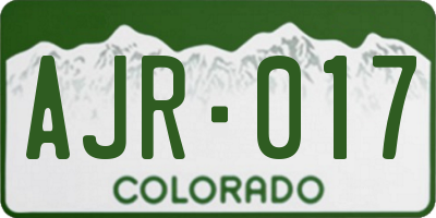 CO license plate AJR017