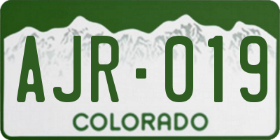 CO license plate AJR019