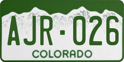 CO license plate AJR026
