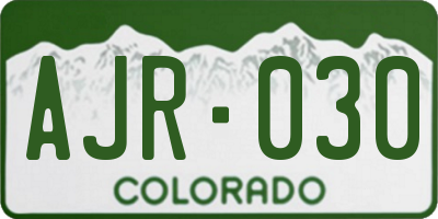 CO license plate AJR030