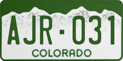CO license plate AJR031