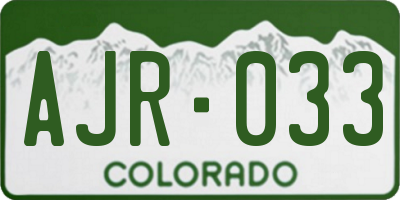 CO license plate AJR033