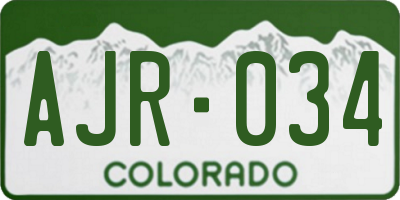 CO license plate AJR034