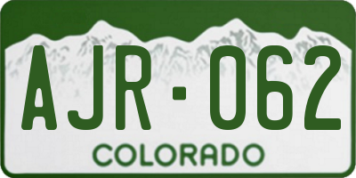 CO license plate AJR062