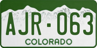 CO license plate AJR063