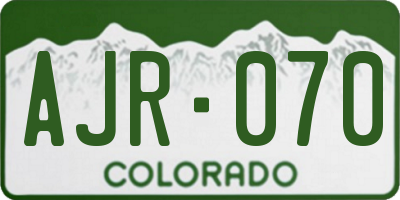 CO license plate AJR070