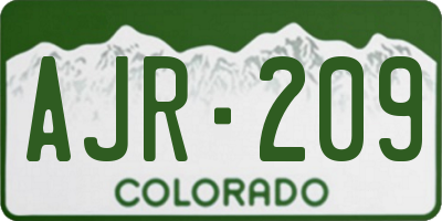 CO license plate AJR209