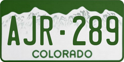 CO license plate AJR289