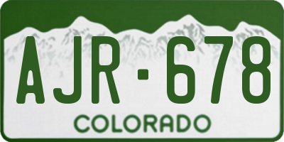 CO license plate AJR678