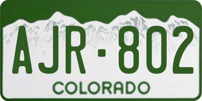 CO license plate AJR802