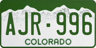 CO license plate AJR996