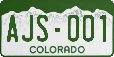 CO license plate AJS001