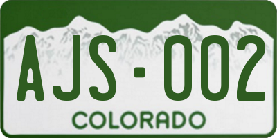 CO license plate AJS002
