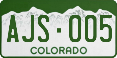 CO license plate AJS005