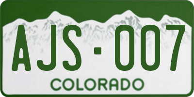 CO license plate AJS007