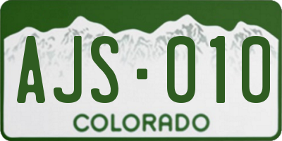 CO license plate AJS010