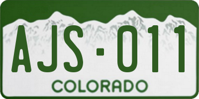 CO license plate AJS011