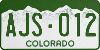 CO license plate AJS012