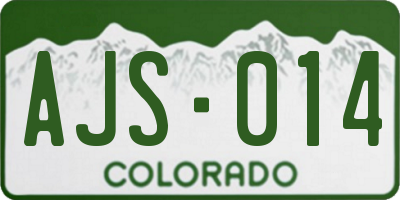CO license plate AJS014