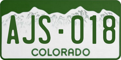 CO license plate AJS018