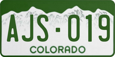 CO license plate AJS019