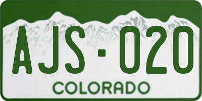 CO license plate AJS020