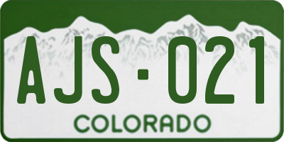 CO license plate AJS021