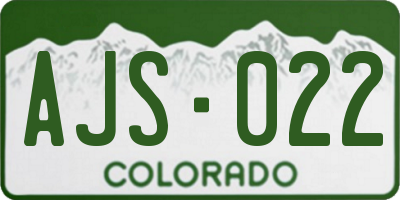 CO license plate AJS022