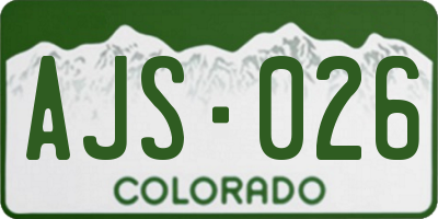 CO license plate AJS026