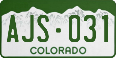 CO license plate AJS031